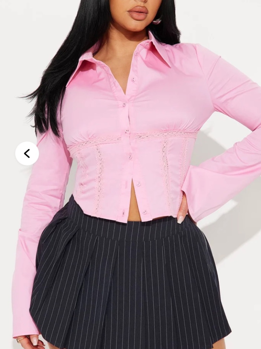 Pink button down top